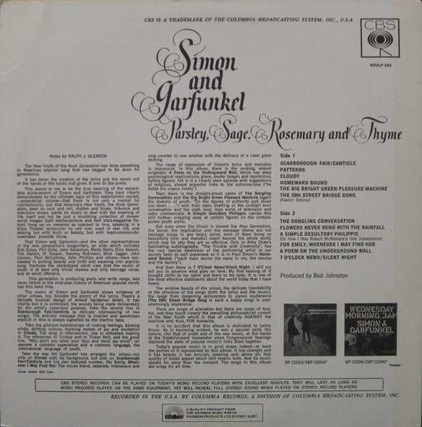 Simon & Garfunkel – Parsley, Sage, Rosemary And Thyme LP vinyl record, image 2 of 4