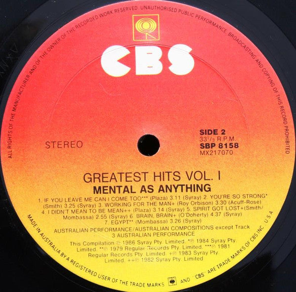 Mental As Anything – Greatest Hits Vol. 1 LP vinyl record, image 4 of 8
