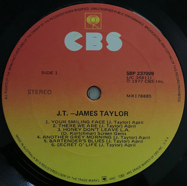 James Taylor – Dad Loves His Work / J.T. LP vinyl record, image 7 of 8