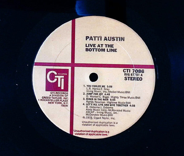 Patti Austin – Live At The Bottom Line LP vinyl record, image 5 of 6