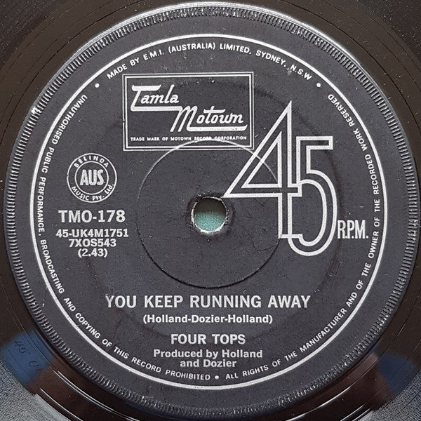 Four Tops – You Keep Running Away 7" vinyl record, image 1 of 2