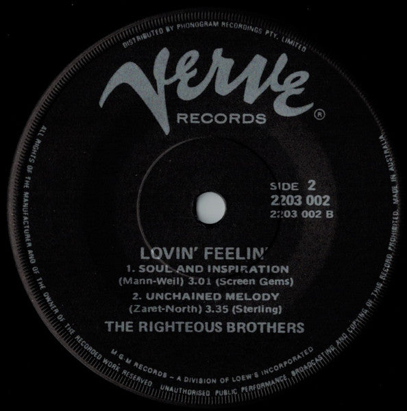 The Righteous Brothers – Lovin' Feelin' 7" vinyl record, image 3 of 4