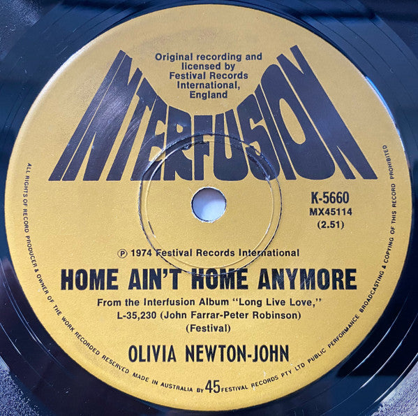 Olivia Newton-John – I Love You, I Honestly Love You 7" vinyl record, image 2 of 2