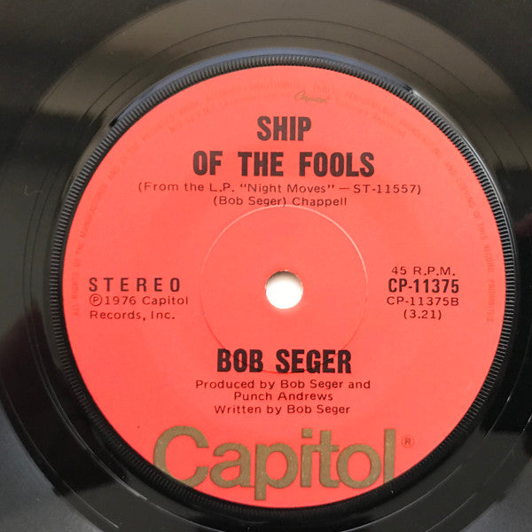 Bob Seger – Night Moves 7" vinyl record, image 2 of 2