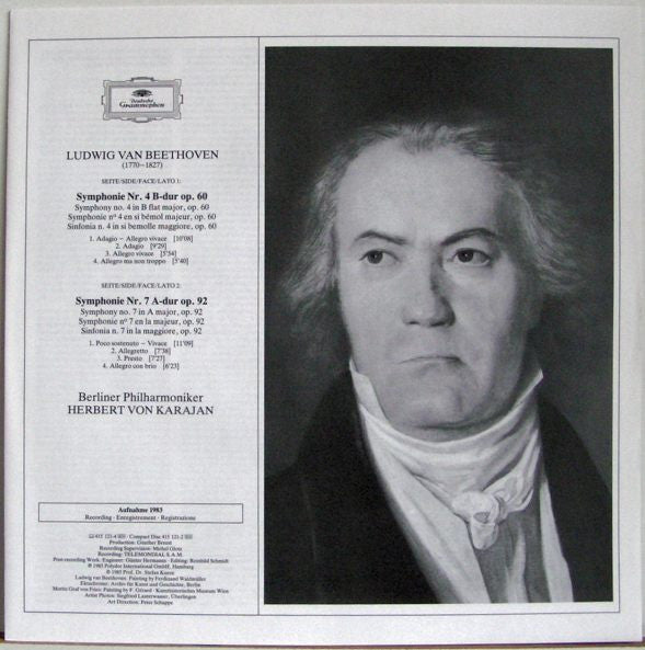Ludwig Van Beethoven, Herbert Von Karajan, Berliner Philharmoniker – Symphonien 4 & 7 LP vinyl record, image 5 of 5
