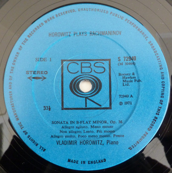 Vladimir Horowitz, Sergei Rachmaninoff – Horowitz Plays Rachmaninoff LP vinyl record, image 3 of 4