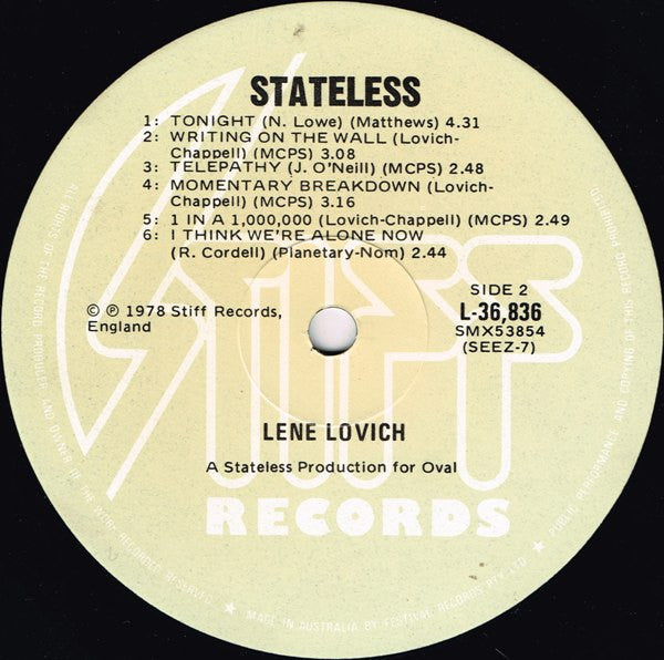 Lene Lovich – Stateless LP vinyl record, image 4 of 6
