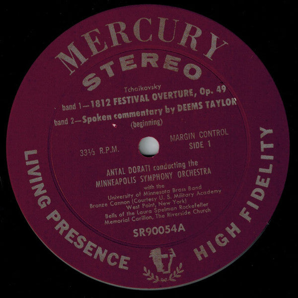 Pyotr Ilyich Tchaikovsky, Antal Dorati, Minneapolis Symphony Orchestra, University Of Minnesota Brass Band, Deems Taylor – 1812 Festival Overture, Op. 49 / Capriccio Italien LP vinyl record, image 3 of 4