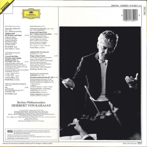 Tomaso Albinoni, Johann Pachelbel, Berliner Philharmoniker, Herbert Von Karajan – Albinoni: Adagio • Pachelbel: Canon LP vinyl record, image 2 of 6