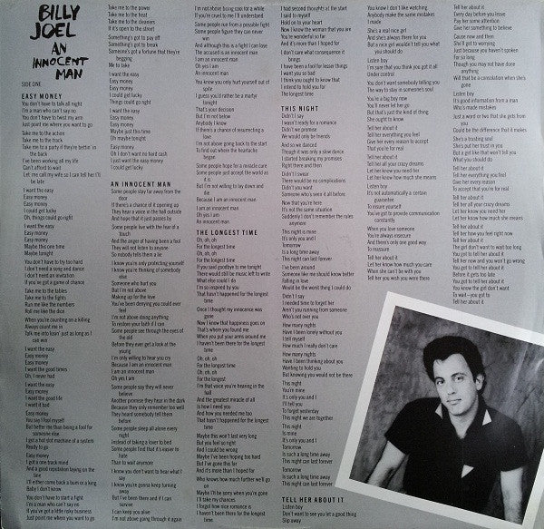 Billy Joel – An Innocent Man LP vinyl record, image 5 of 6