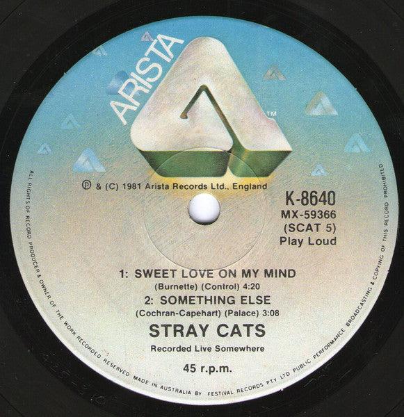 Stray Cats – Little Miss Prissy 7" vinyl record, image 2 of 2