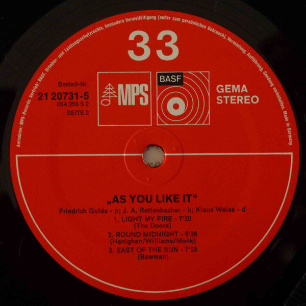 Friedrich Gulda – As You Like It LP vinyl record, image 6 of 6