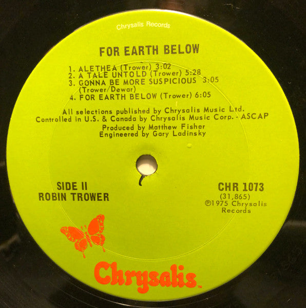 Robin Trower – For Earth Below LP vinyl record, image 4 of 4
