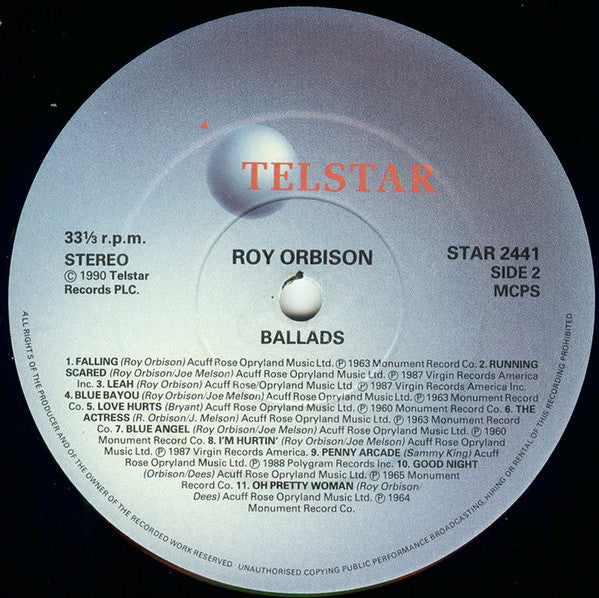 Roy Orbison – Ballads (22 Classic Love Songs) LP vinyl record, image 4 of 4