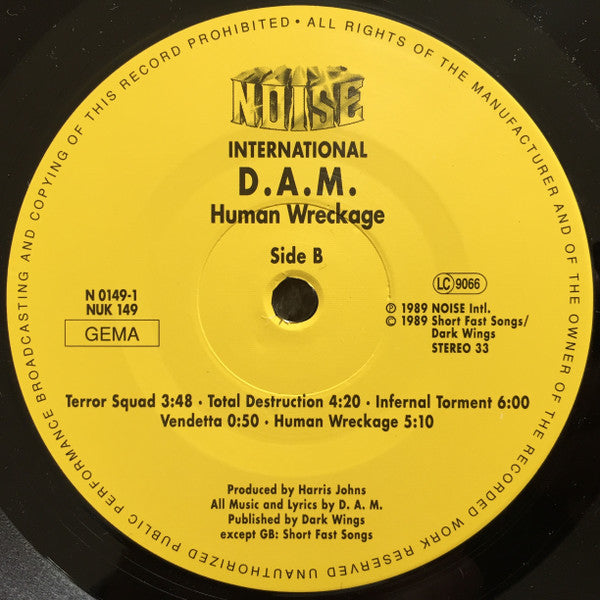 D.A.M. – Human Wreckage LP vinyl record, image 4 of 8