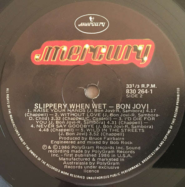 Bon Jovi – Slippery When Wet LP vinyl record, image 4 of 6
