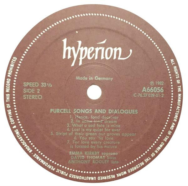 Henry Purcell, Emma Kirkby, David Thomas, Anthony Rooley – Songs And Dialogues LP vinyl record, image 4 of 6