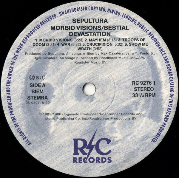 Sepultura – Morbid Visions / Bestial Devastation LP vinyl record, image 3 of 7
