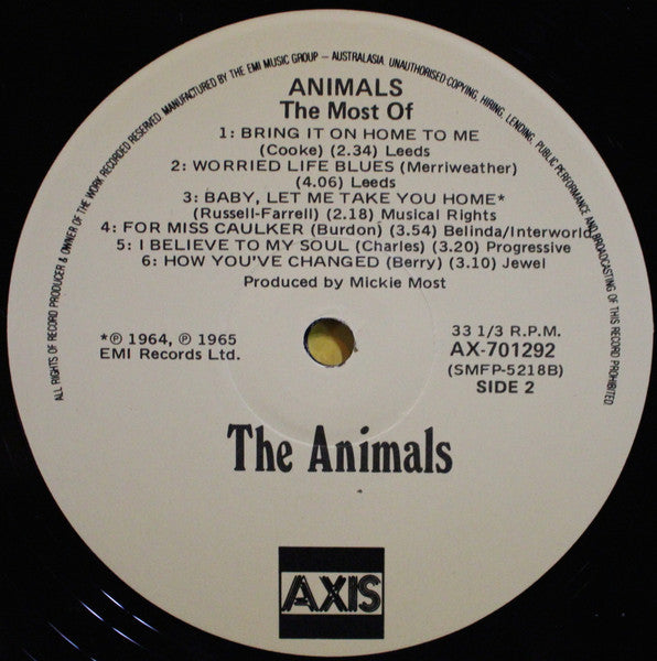The Animals – The Most Of LP vinyl record, image 4 of 4
