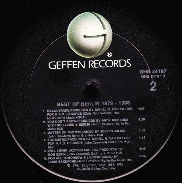 Berlin – Best Of Berlin 1979 - 1988 LP vinyl record, image 6 of 6