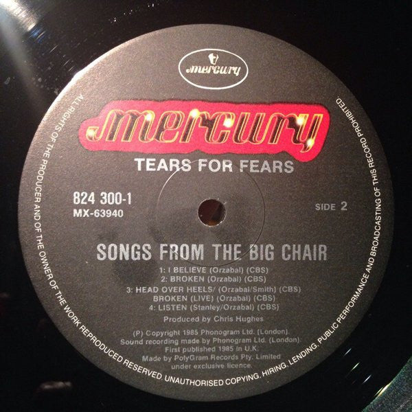 Tears For Fears – Songs From The Big Chair LP vinyl record, image 6 of 7