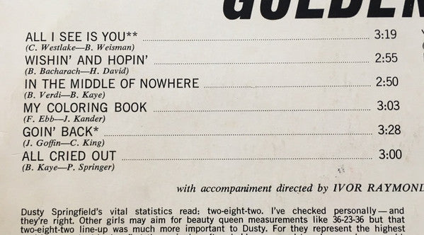 Dusty Springfield – Dusty Springfield's Golden Hits LP vinyl record, image 7 of 8
