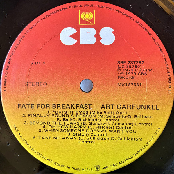 Art Garfunkel – Fate For Breakfast LP vinyl record, image 8 of 10