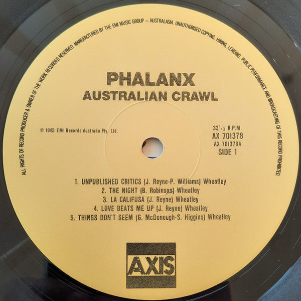 Australian Crawl – Phalanx LP vinyl record, image 3 of 4