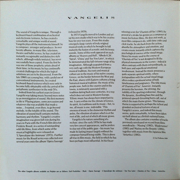 Vangelis – Themes LP vinyl record, image 2 of 6