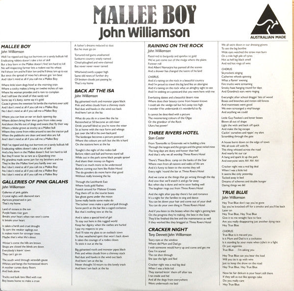 John Williamson – Mallee Boy LP vinyl record, image 3 of 10