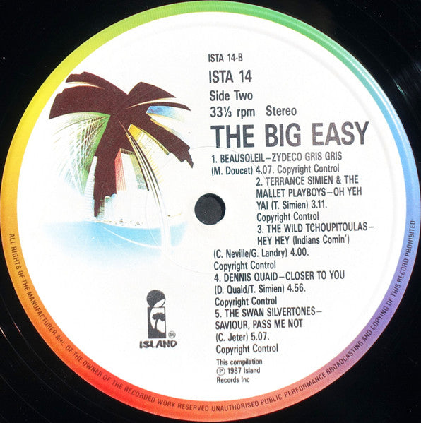 Various – The Big Easy (Original Motion Picture Soundtrack) LP vinyl record, image 4 of 6
