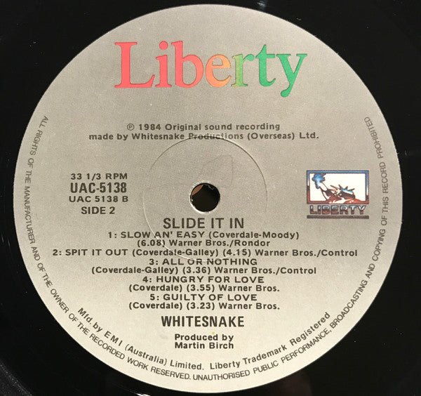 Whitesnake – Slide It In LP vinyl record, image 4 of 6
