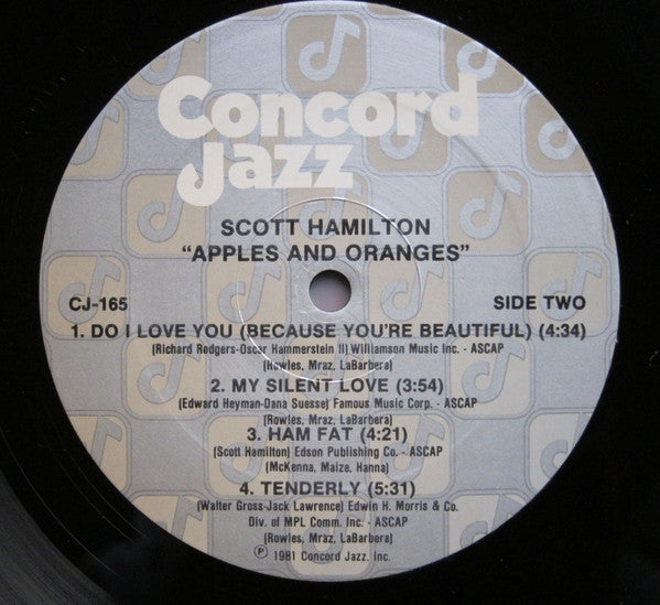 Scott Hamilton – Apples And Oranges LP vinyl record, image 4 of 4