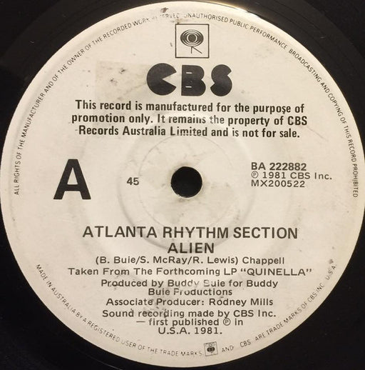 Atlanta Rhythm Section – Alien 7" vinyl record
