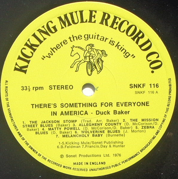 Duck Baker – There’s Something For Everyone In America LP vinyl record, image 3 of 5