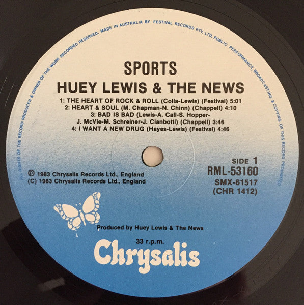 Huey Lewis & The News – Sports LP vinyl record, image 5 of 6