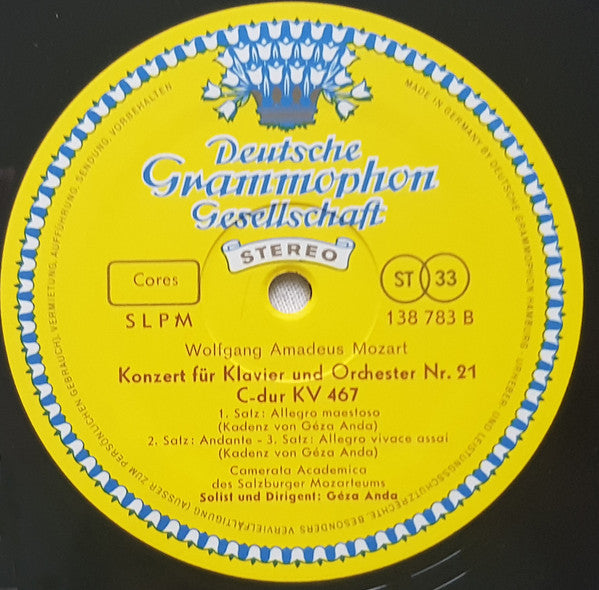 Wolfgang Amadeus Mozart, Camerata Academica Salzburg, Géza Anda – Piano Concertos No. 17, G Major, K. 453 No. 21, C Major, K. 467 LP vinyl record, image 2 of 2