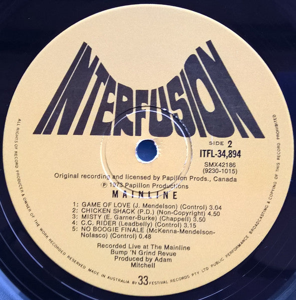 McKenna Mendelson Mainline – The Mainline Bump'n'Grind Revue Live At The Victory Theatre Spadina & Dundas Sunday February 27 1972 LP vinyl record, image 4 of 4