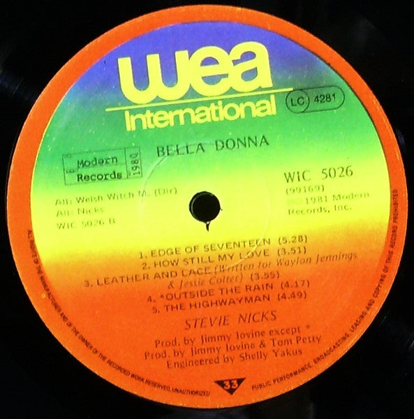 Stevie Nicks – Bella Donna LP vinyl record, image 6 of 6