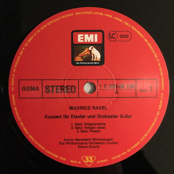 Maurice Ravel, Sergei Rachmaninoff, Arturo Benedetti Michelangeli, Philharmonia Orchestra, Ettore Gracis – Klavierkonzert In G-Dur / Klavierkonzert Nr.4 In G-Moll LP vinyl record, image 3 of 4