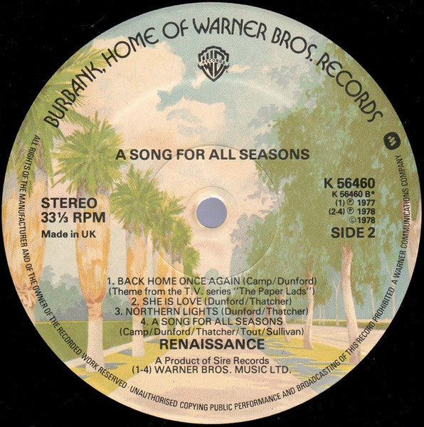 Renaissance – A Song For All Seasons LP vinyl record, image 4 of 7