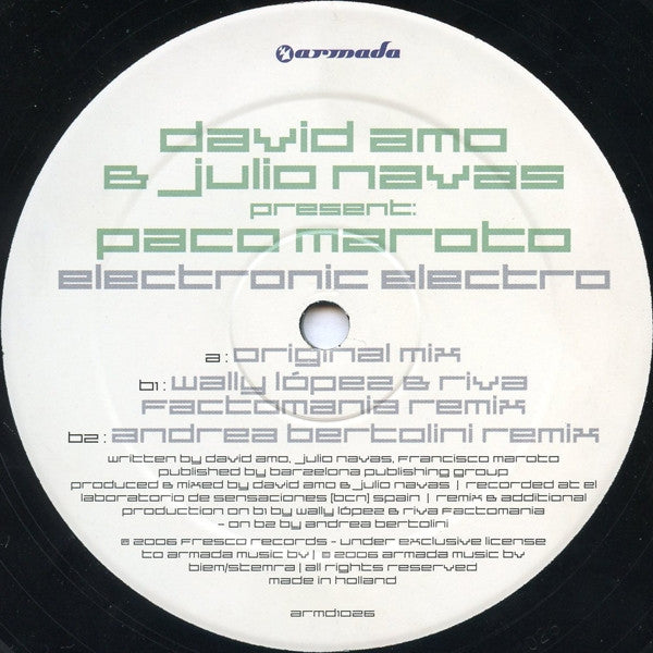 David Amo & Julio Navas, Paco Maroto – Electronic Electro 12" vinyl record, image 4 of 4