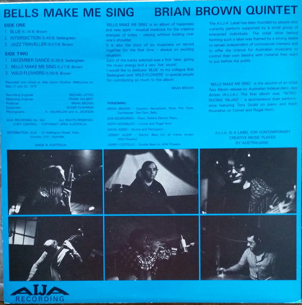 Brian Brown Quintet – Bells Make Me Sing LP vinyl record, image 2 of 4