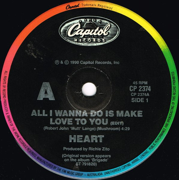 Heart – All I Wanna Do Is Make Love To You 7" vinyl record, image 3 of 4
