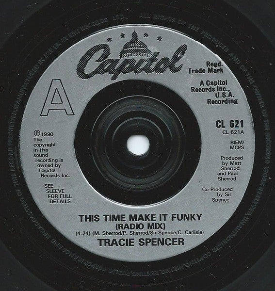 Tracie Spencer – This Time Make It Funky 7" vinyl record, image 3 of 4