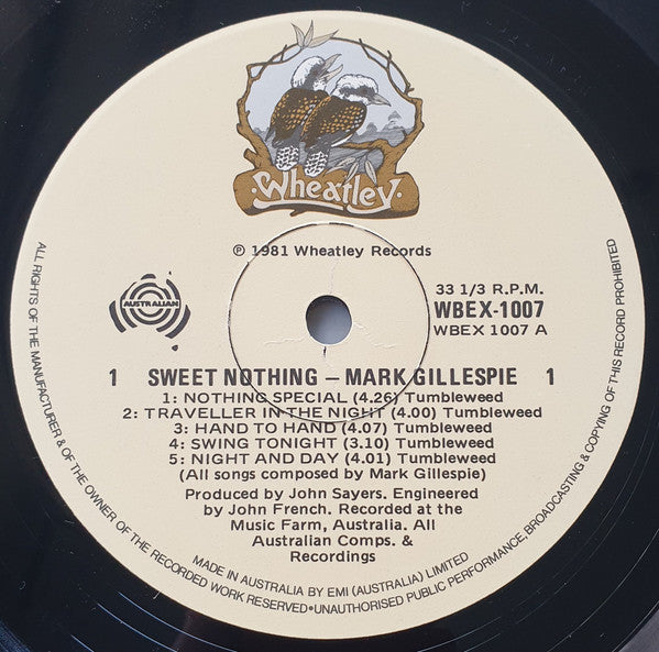 Mark Gillespie – Sweet Nothing LP vinyl record, image 3 of 6
