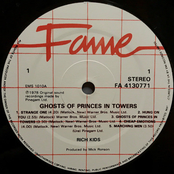 Rich Kids – Ghosts Of Princes In Towers LP vinyl record, image 3 of 6