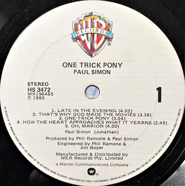 Paul Simon – One-Trick Pony LP vinyl record, image 7 of 8
