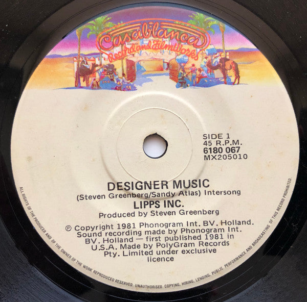 Lipps, Inc. – Designer Music 7" vinyl record, image 1 of 2