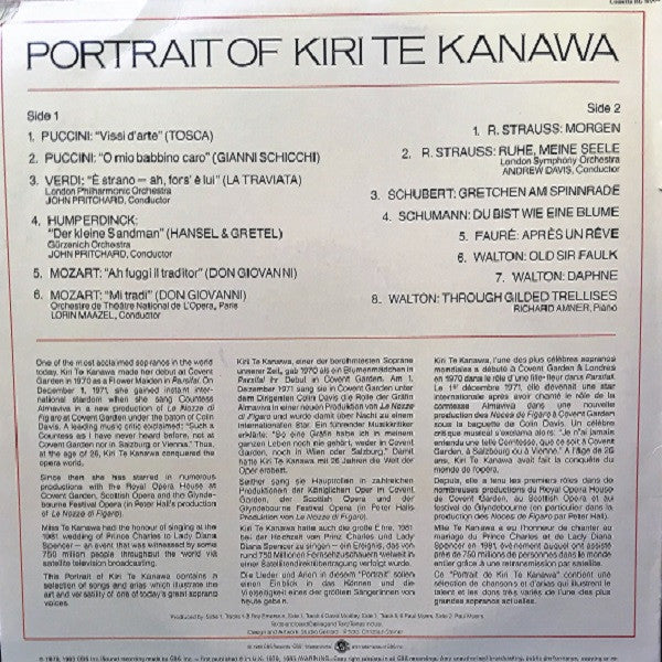 Kiri Te Kanawa – Portrait Of Kiri Te Kanawa LP vinyl record, image 2 of 4